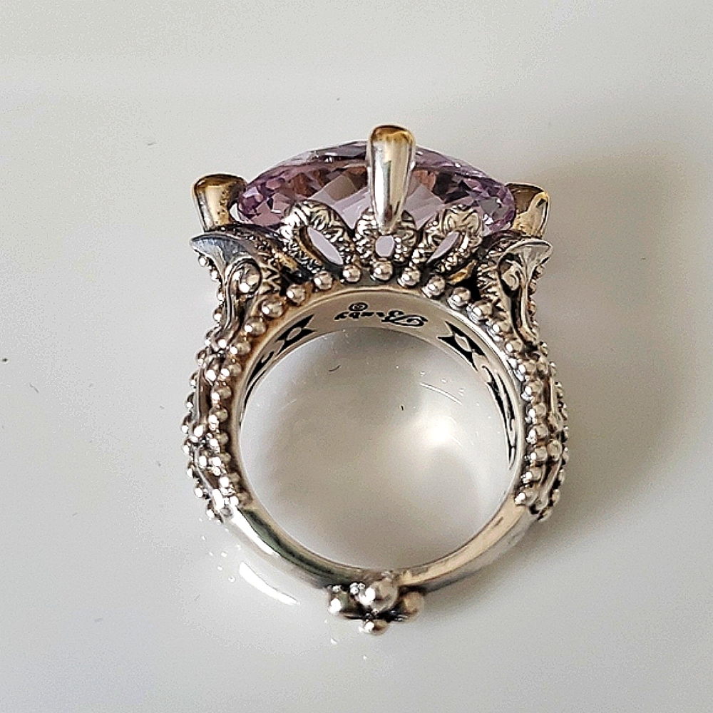 BARBARA BIXBY AMETHYST Hidden Enamel FLOWER Ring - Picture 4 of 10